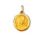 Vierge couronnée cachet, médaille or jaune 18 carats,médaille de baptême, bijoutier, joaillier, Rey-Coquais