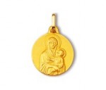 Vierge byzantine, médaille de baptême or jaune 750/1000ème, Rey-Coquais