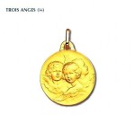 Trois Anges, médaille or jaune 18 carats, bijoutier, joaillier, Rey-Coquais Lyon