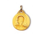 Rey-Coquais, Vierge au lys, médaille de baptême, médaille religieuse, or 18 carats, bijoutier Rey-Coquais, Lyon