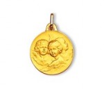 Trois Anges, médaille or jaune 18 carats, bijoutier, joaillier, Rey-Coquais Lyon