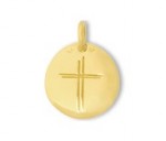 Croix bombée gravée, croix or jaune 18 carats, bijoutier, joaillier, Rey-Coquais, Lyon