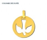 Colombe découpée, médaille religieuse, médaille symbolique, or 18 carats, bijoutier, joaillier, Rey-Coquais