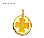 Croix gothique or jaune 18 carats, bijoutier, joaillier, Rey-Coquais, Lyon