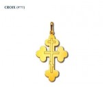 Croix orthodoxe tréflée, or jaune 18 carats, 32x22 mm, bijoutier, joaillier, Rey-Coquais, Lyon