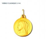 Vierge classique, vierge seule, médaille or jaune 18 carats, bijoutier, joaillier, Rey-Coquais, Lyon