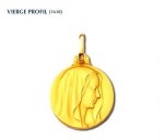 Vierge profil, médaille de baptême, médaille or jaune 18 carats, bijoutier, joaillier, Rey-Coquais, Lyon