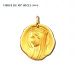 Vierge du XIIème siècle, médaille de baptême, médaille religieuse, or 18 carats, bijoutier, joaillier, Rey-Coquais, Lyon