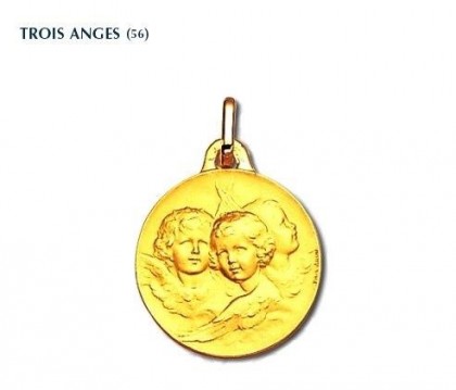 Trois Anges, médaille or jaune 18 carats, bijoutier, joaillier, Rey-Coquais Lyon