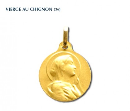 Vierge au chignon R.C., médaille or jaune 18 carats, bijoutier, joaillier, Rey-Coquais, Lyon