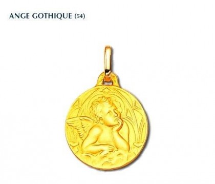 Ange gothique, médaille religieuse, 18 carats, bijoutier, joaillier, Rey-Coquais, Lyon