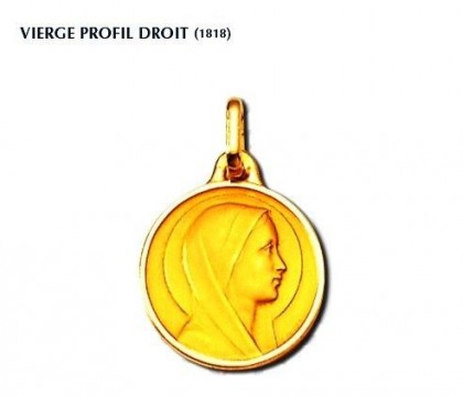 Vierge profil droit, Vierge seule, médaille or jaune 18 carats; bijoutier, joaillier, Rey-Coquais, Lyon