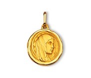 Vierge cachet, médaille de baptême, médaille religieuse, or 18 carats, bijoutier, joaillier, Rey-Coquais, Lyon