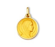 Vierge profil droit, Vierge seule, médaille or jaune 18 carats; bijoutier, joaillier, Rey-Coquais, Lyon