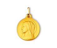 Vierge classique, vierge seule, médaille or jaune 18 carats, bijoutier, joaillier, Rey-Coquais, Lyon