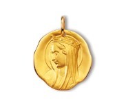 Vierge du XIIème siècle, médaille de baptême, médaille religieuse, or 18 carats, bijoutier, joaillier, Rey-Coquais, Lyon