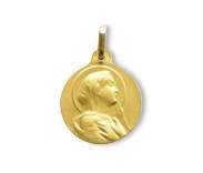 Vierge au chignon R.C., médaille or jaune 18 carats, bijoutier, joaillier, Rey-Coquais, Lyon